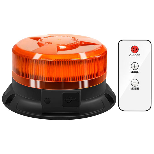 antenna warning light battery With remote control 9 flash patterns 12V 24V Yellow Warning light led magnet with 3 meters cable and USB cable for car truck tractor golf cart SUV