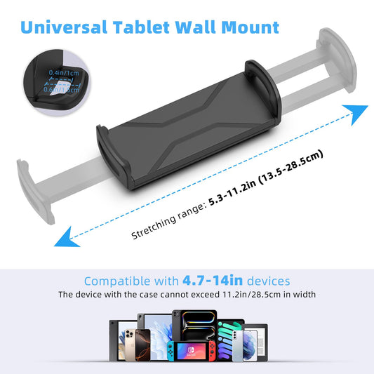 MoKo Universal Tablet Wall Mount, 360° Rotatable iPad Wall Mount for 4.7-14'' Tablet/eReader/Smartphone, Aluminum Wall Mount for iPad, iPhone, Galaxy Tab, Kindle Fire HD, Switch