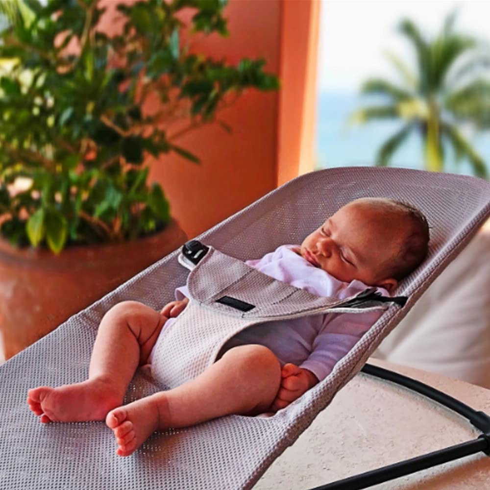 Baby bouncer MIMI, ergonomic design for newborns to toddlers, adjustable backrest, soft breathable fabric, foldable, suitable for babies 2.5kg - 10kg (Gray)