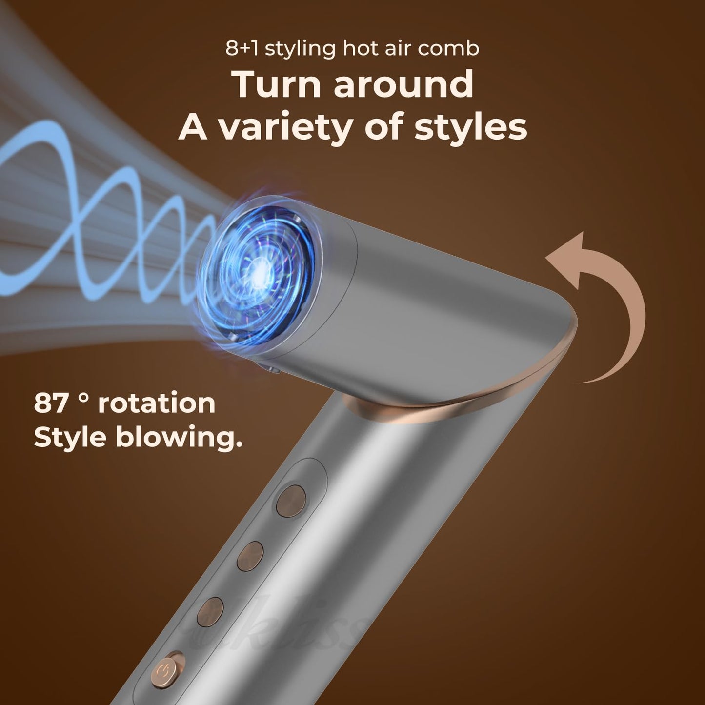 Airstyler 8 in 1 high-speed ion hair dryer 110,000RPM blow dryer with air curler, hot air brush, hairbrush, round brush hairdryer, curling brush hairstyler styling brush gift for women, 1400W.