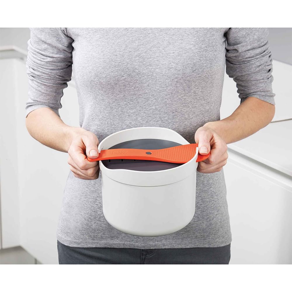 Joseph Joseph M-Cuisine - Microwave Rice and Grain Cooker Steamer, 2 Liters - Stone/Orange