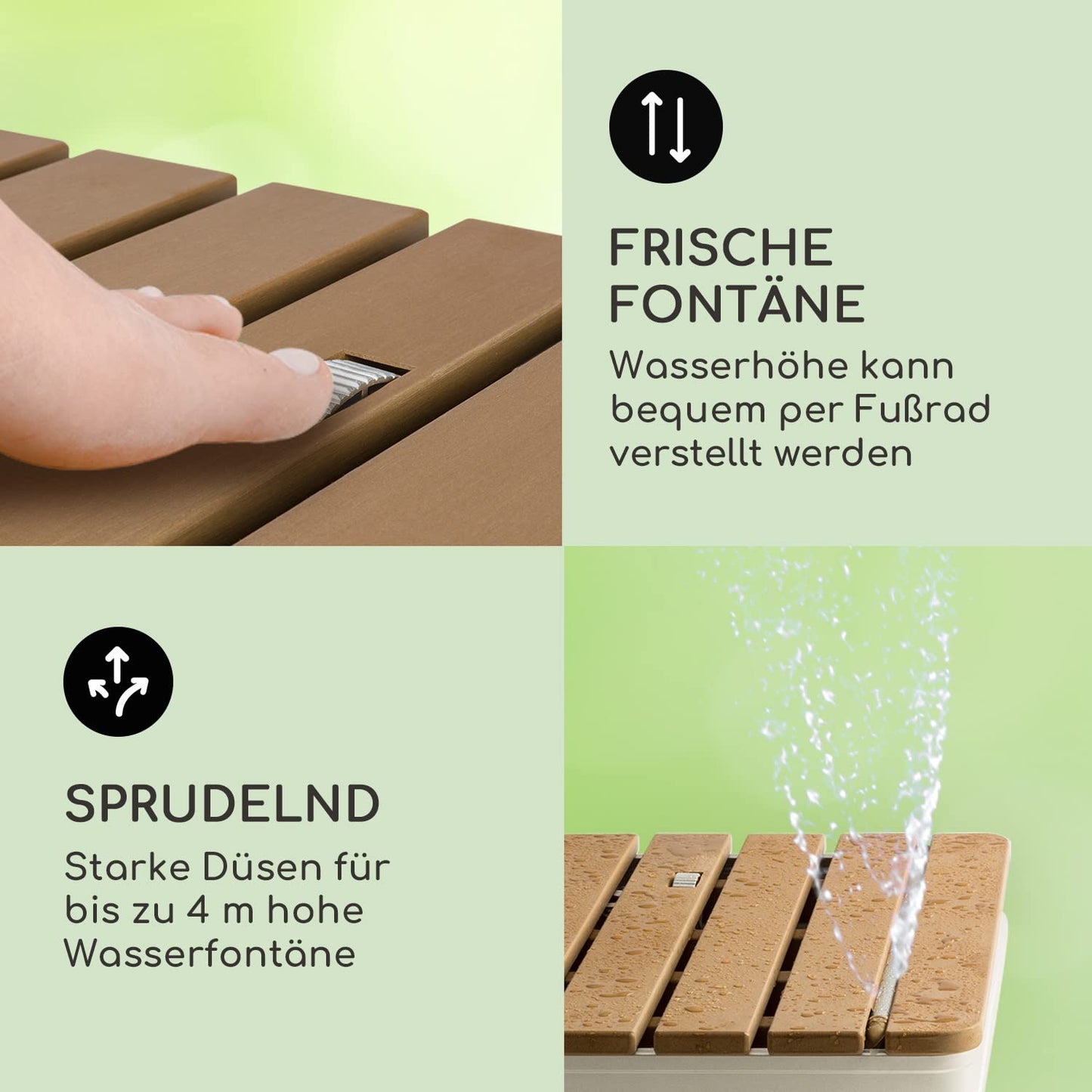 Blumfeldt Mobile Garden Shower, outdoor shower for the garden, floor shower with 4m fountain height, floor garden shower with wood look for pool & sauna, outdoor shower waterproof, frost- & UV-resistant.