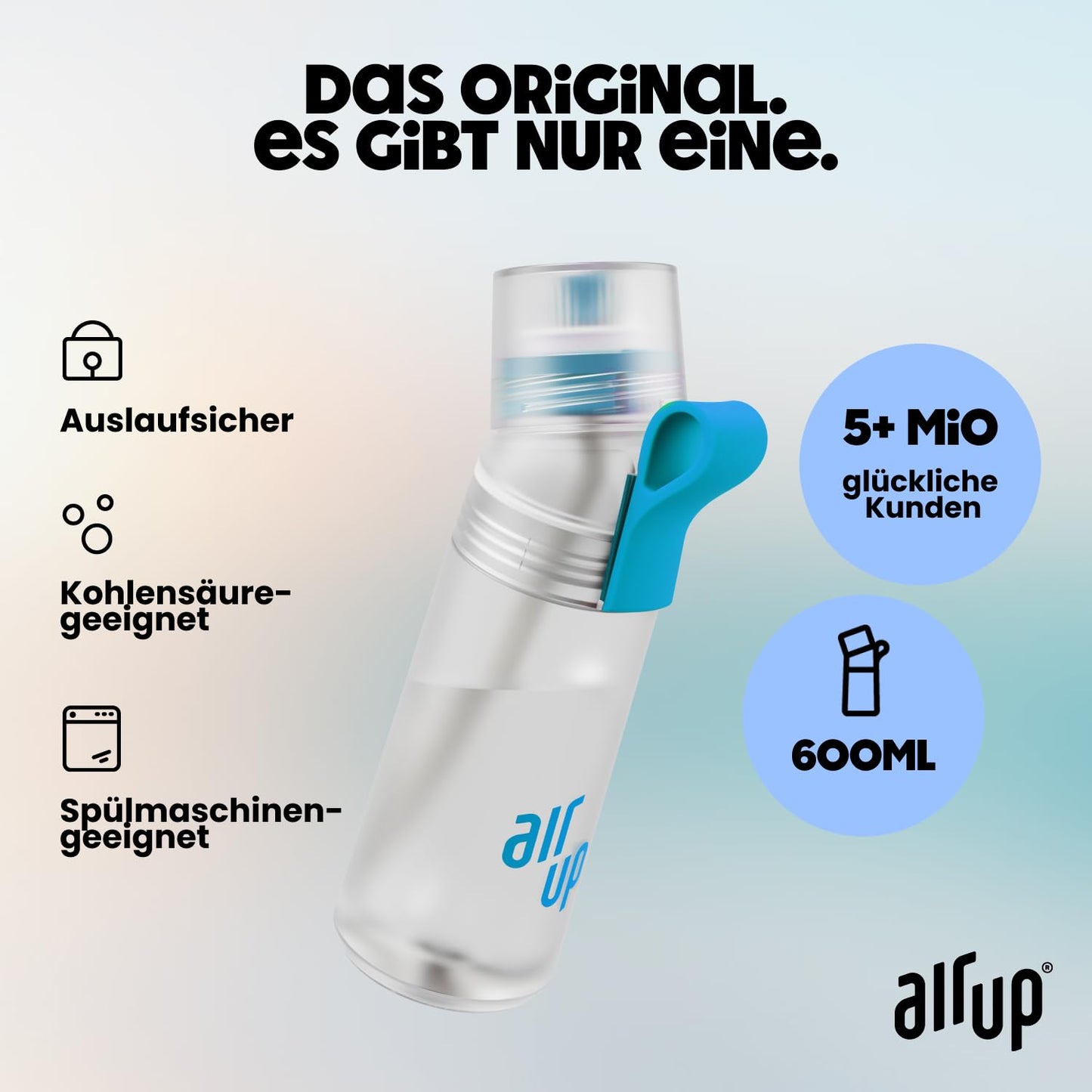 air up® bottle Twist Pro Starter Set Original, including pods in 5 flavors I 600ml flavored water bottle, sugar-free I dishwasher safe & BPA free I in Blue Splash