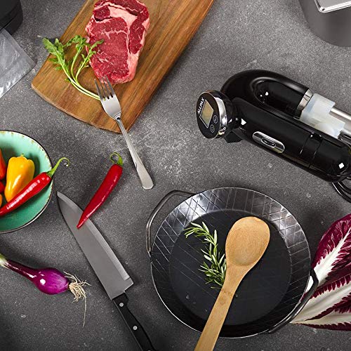 Allpax SVU Sous Vide cooker in black, for water baths up to 20 l, curved design with LED display, for vacuum cooking meat, fish & vegetables, 1200 W