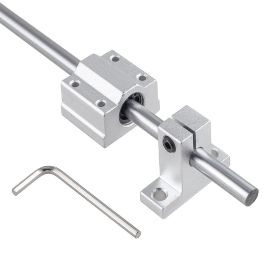 CNCMANS 4pcs 500mm Linear Shaft Ø8mm Linear Rail 500mm Linear Guides Precision Shaft with 8pcs SK8 Horizontal Bracket and 8pcs SCS8UU Linear Bearing Block for 3D Printer