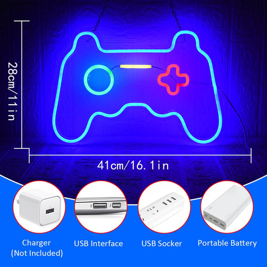 UExnkj-Y Gamepad Neon Sign LED Neon Gamepad Sign Game Room Light Party Bar Wall Sign