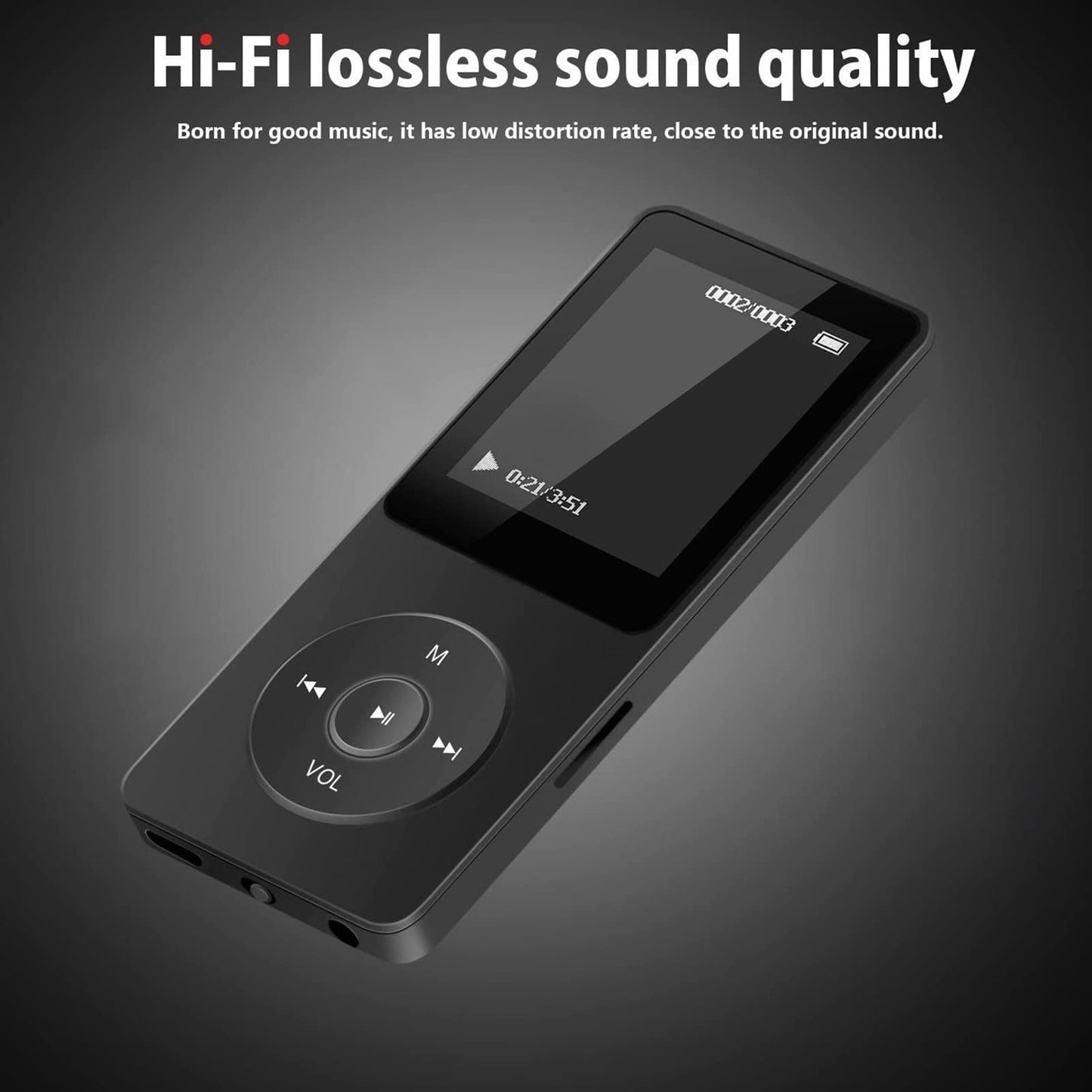 MP3 player with Bluetooth 5.0, HiFi music player with voice recording for sports, running, walking, FM radio, e-book, video playback, gifts for students.