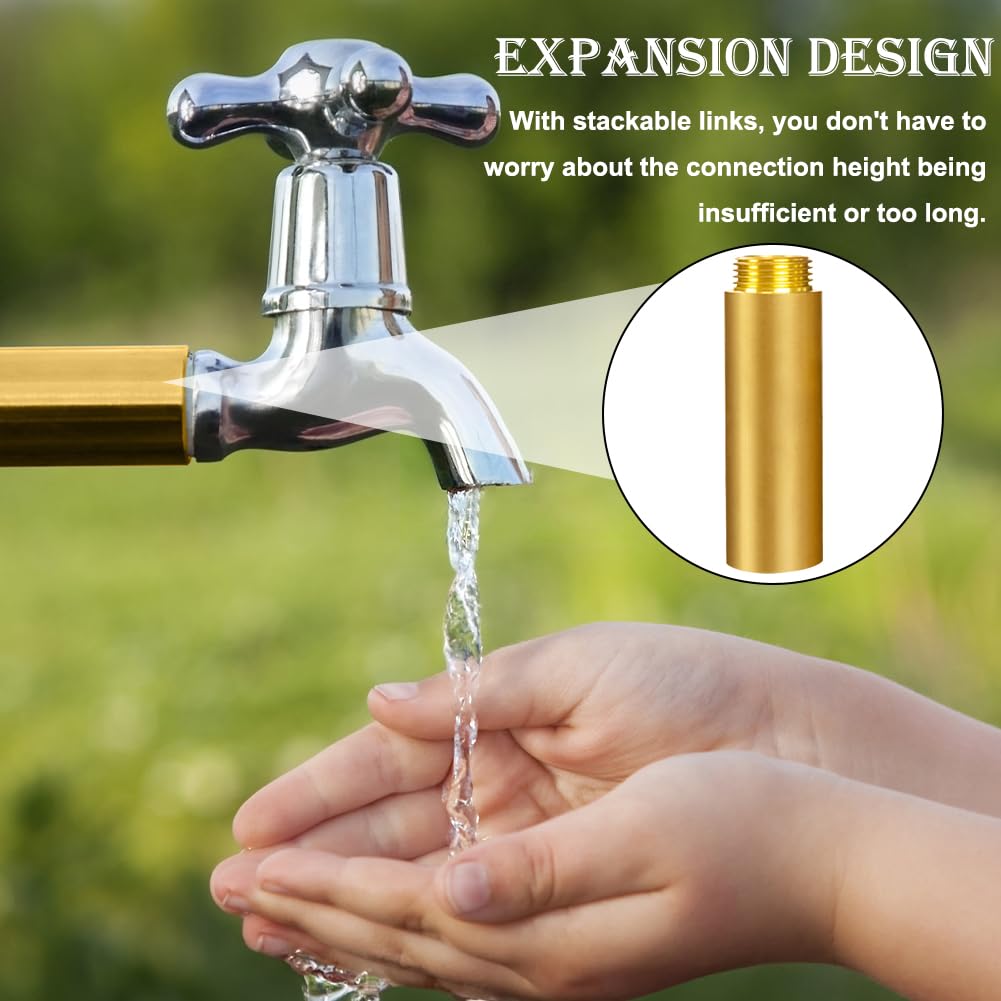 2 pieces of brass faucet extension 3/4 inch x 80 mm, DN20 thread extension, 3/4" female thread x male thread, 80mm brass extension fitting, connection extension for drinking water and heating installation.