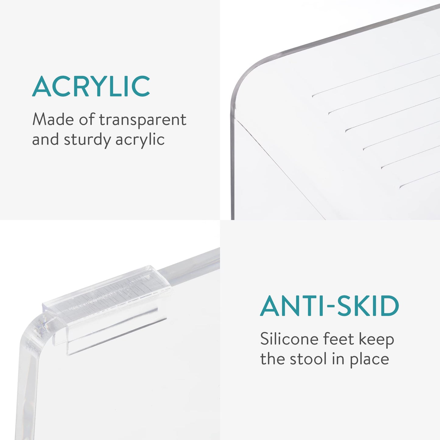 Navaris toilet stool made of acrylic - toilet footstool made of acrylic glass - anti-clogging - footrest for adults and children - toilet stool antibacterial