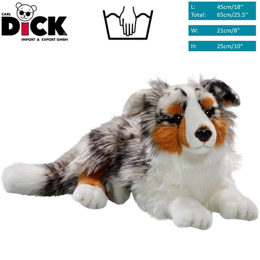 Carl Dick Australian Shepherd lying, dog, plush toy, stuffed animal approx. 45cm 3434