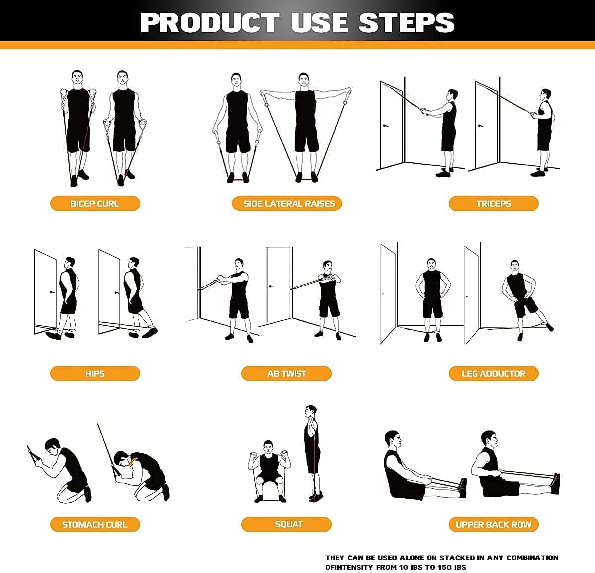 VEICK resistance bands, exercise bands, workout bands with handles for men and women (10-150 pounds, grey gradient)