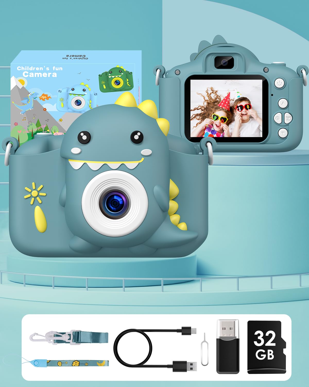 Children's camera, Gofunly kids camera 1080P 2.0-inch screen kids camera with 32GB card selfie digital camera photo camera for 3-12 year old boys and girls Christmas toy