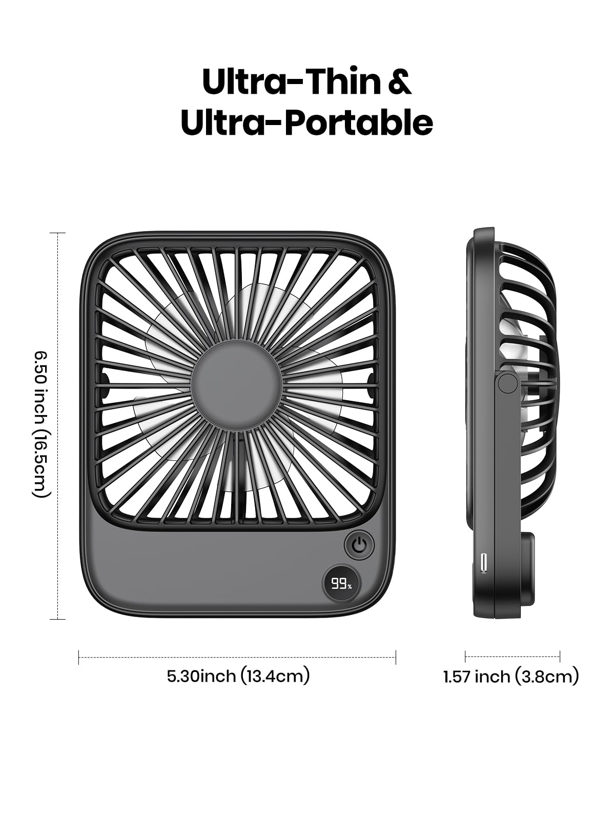 TOPK 5000mAh tabletop fan Quiet 2-Pack, Slim tabletop fan with digital display, Personal fan battery for office travel library outdoor