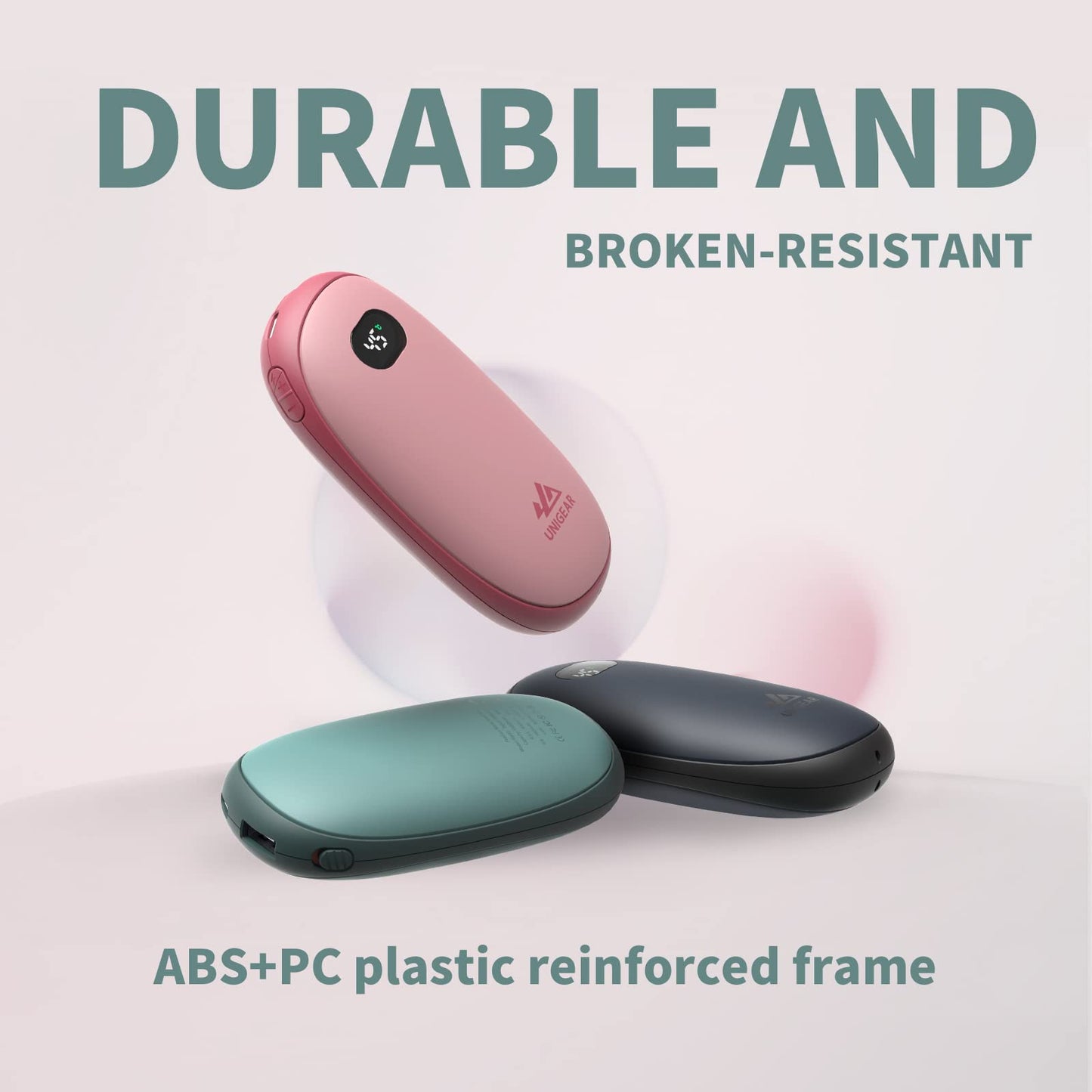 Unigear Hand Warmer 10000mAh Fast Charging Rechargeable, Electric Portable USB Pocket Warmer Powerbank with 21 heat levels from 35-55°C & digital screen for Raynauds, Outdoor, Hunting, Camping.