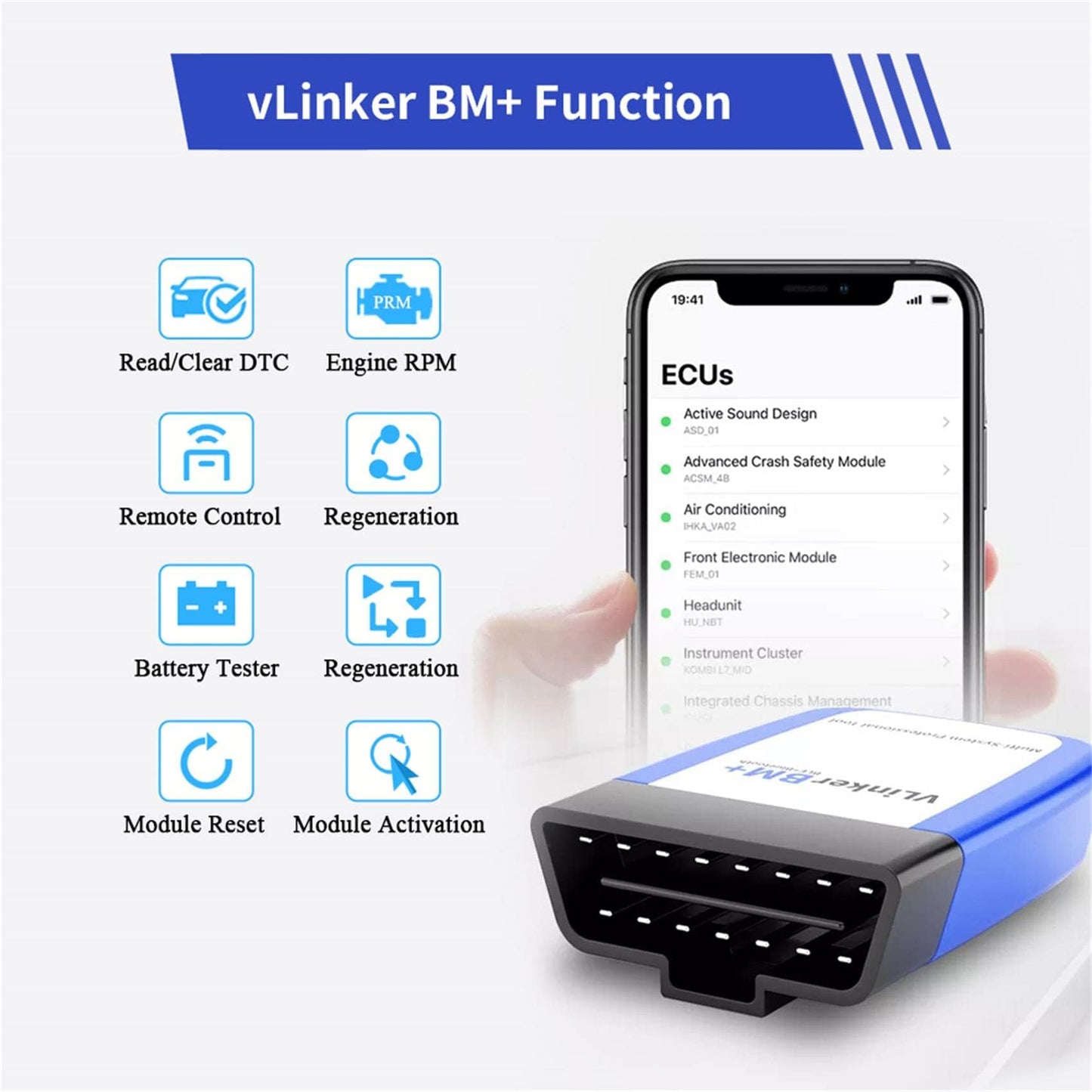 vLinker BM+ OBD2 Bluetooth Diagnostic Scan Tool, OBDII Auto Scanner for iOS, Android, and Windows - Made for BimmerCode.