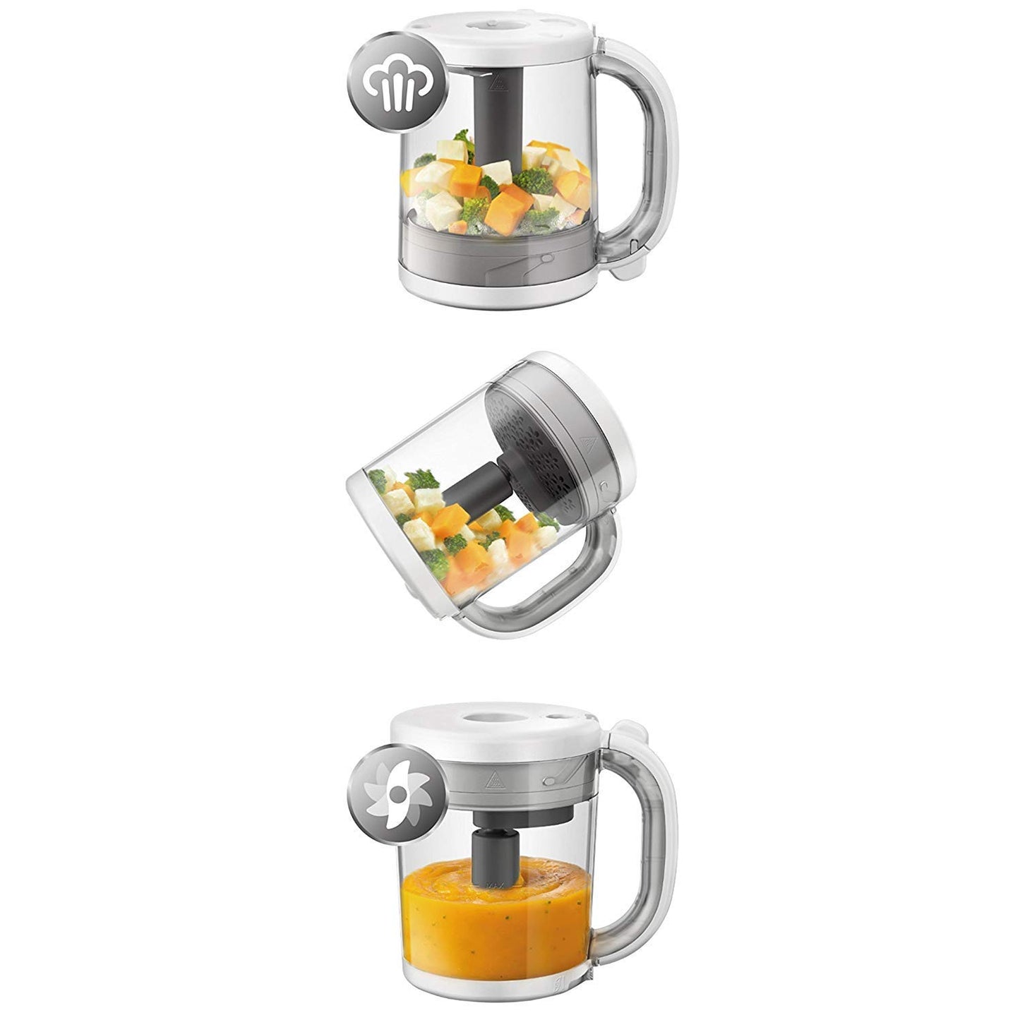 Philips Avent 4-in-1 Baby Food Maker SCF883/01 comes with a 20-pack storage containers for baby food and spoons.