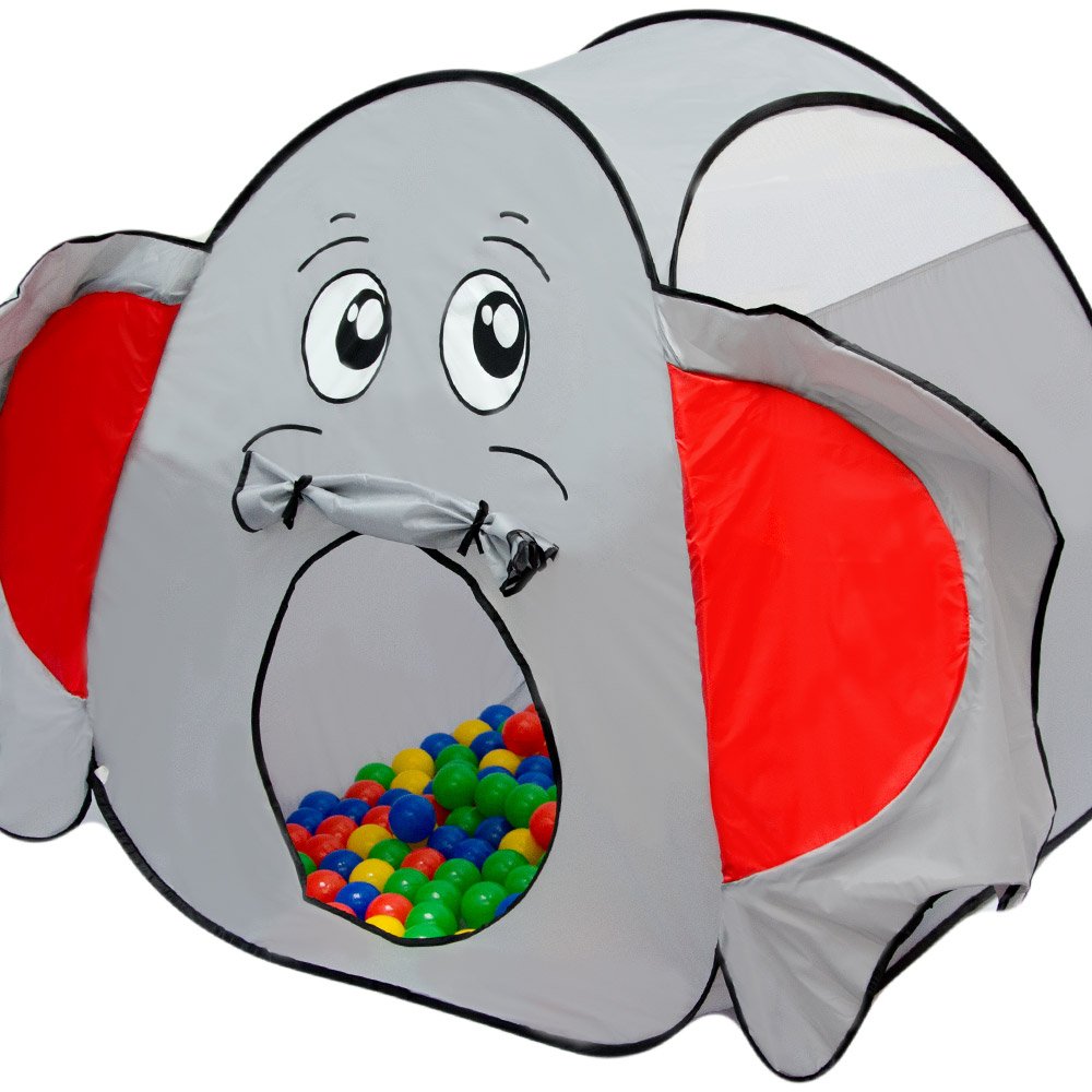 LittleTom Ball Pit Elephant with Tunnel - 200 Balls - 100x100x102 Ball Pit Kids Play Tent Tunnel - Ball Pit Baby Tent with Balls for Kids - Indoor Play Equipment Kids Tent Tunnel Toy
