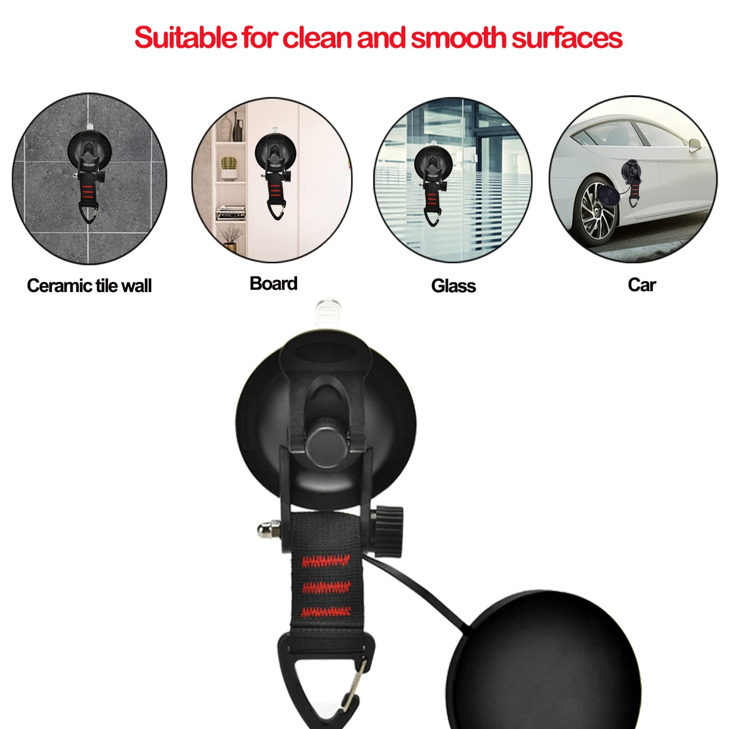 Suction Cup Camping Set - 4 piece suction cup hooks Extra strong suction hooks Multifunctional suction cups camping for car, awnings, motorhome, home, workshop