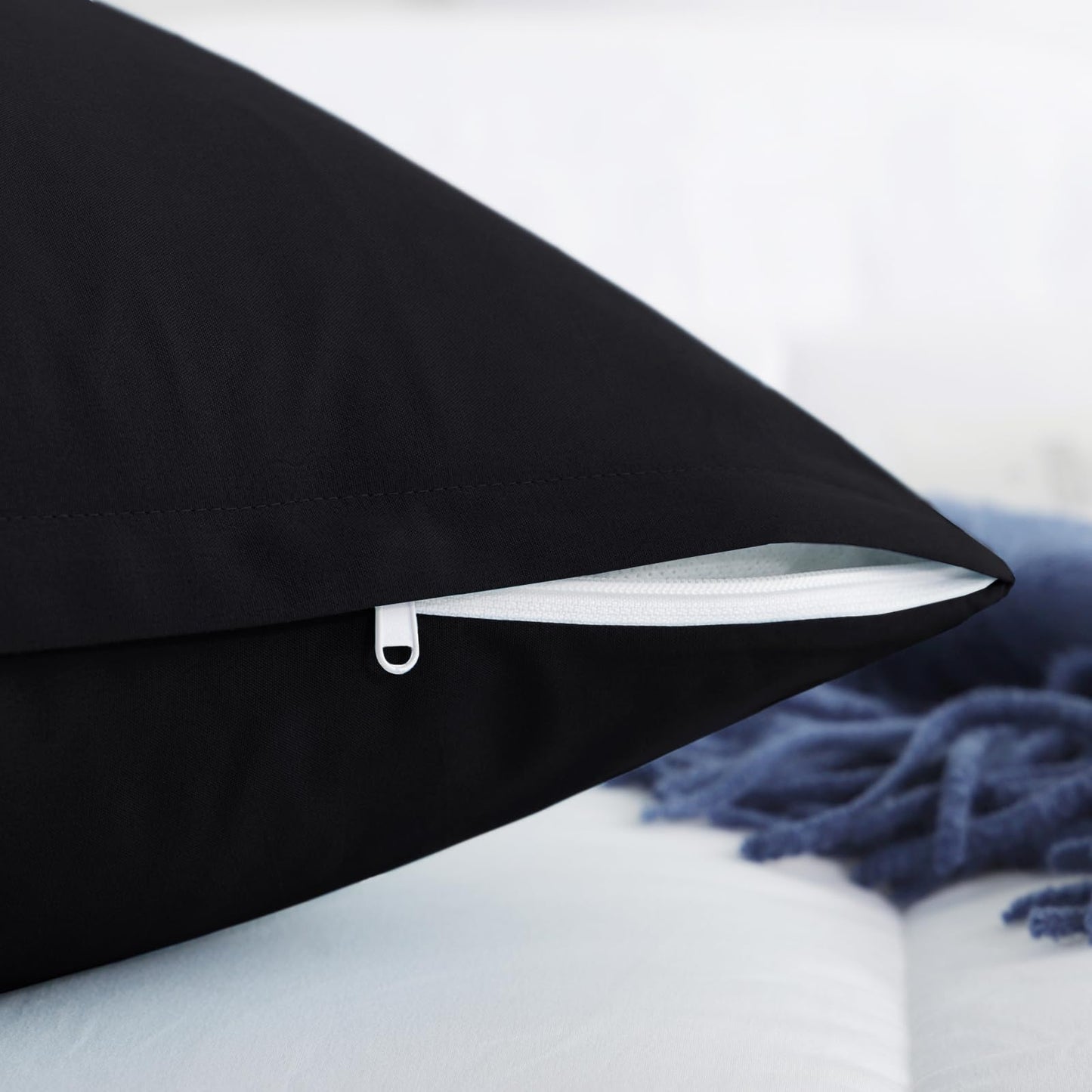 Tifschlaf bedding set 200x220 3 pieces Black, Microfiber 1 duvet cover 220x200 cm + 2 pillowcases 80x80 cm, ÖKO-TEX bedding sets with zipper Soft and wrinkle-free duvet cover