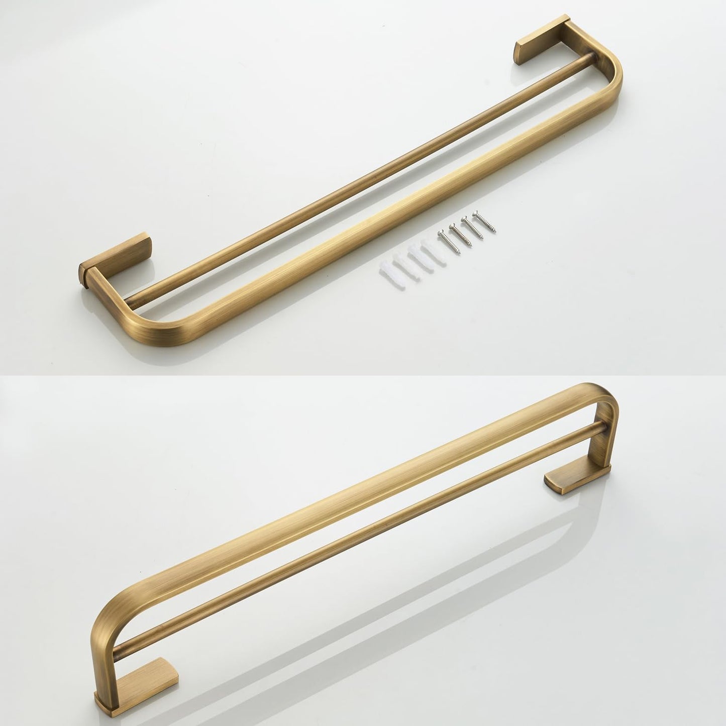 Flybath Towel Rail Double Brass Towel Holder Bath Towel Holder Wall Mount, 57 cm / 22.44 inches, Brushed Bronze.