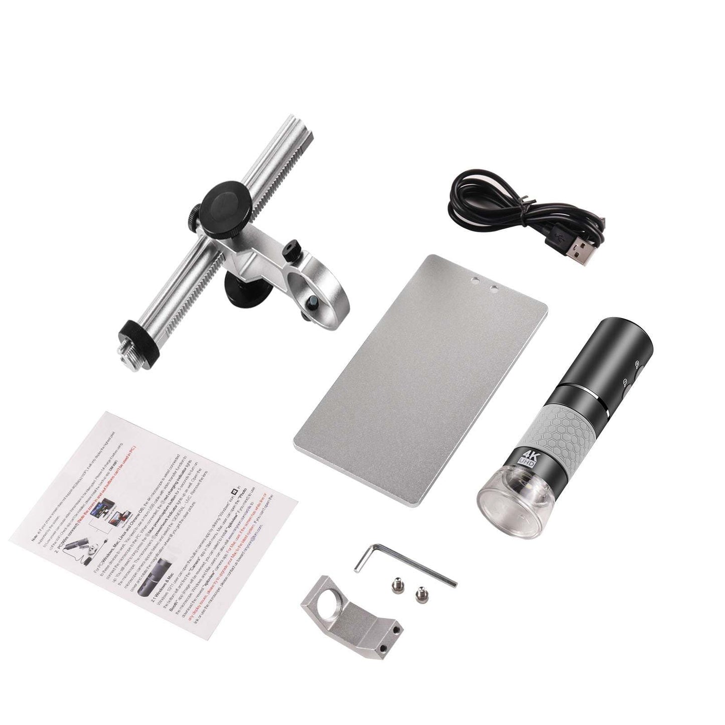 Ninyoon 4K WiFi microscope with professional stand for iPhone, Android, PC. 50-1000X digital USB microscope wireless HD camera for all mobile phones, iPad, Android tablet, Windows, Mac, Chrome, Linux.