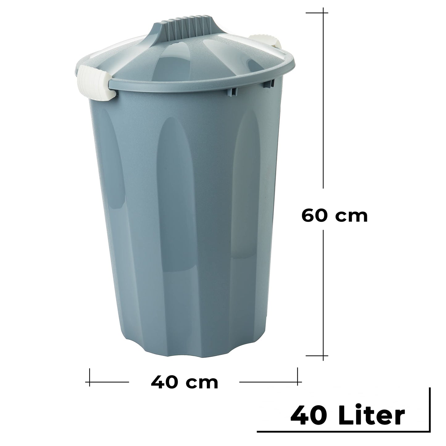 2 friends Trash can with lid, 40l can with lid, set of 3, garbage bin with lid, feed barrel, waste bin with lid and carrying handles, color: pastel gray, pastel sand, pastel green, Made in EU.
