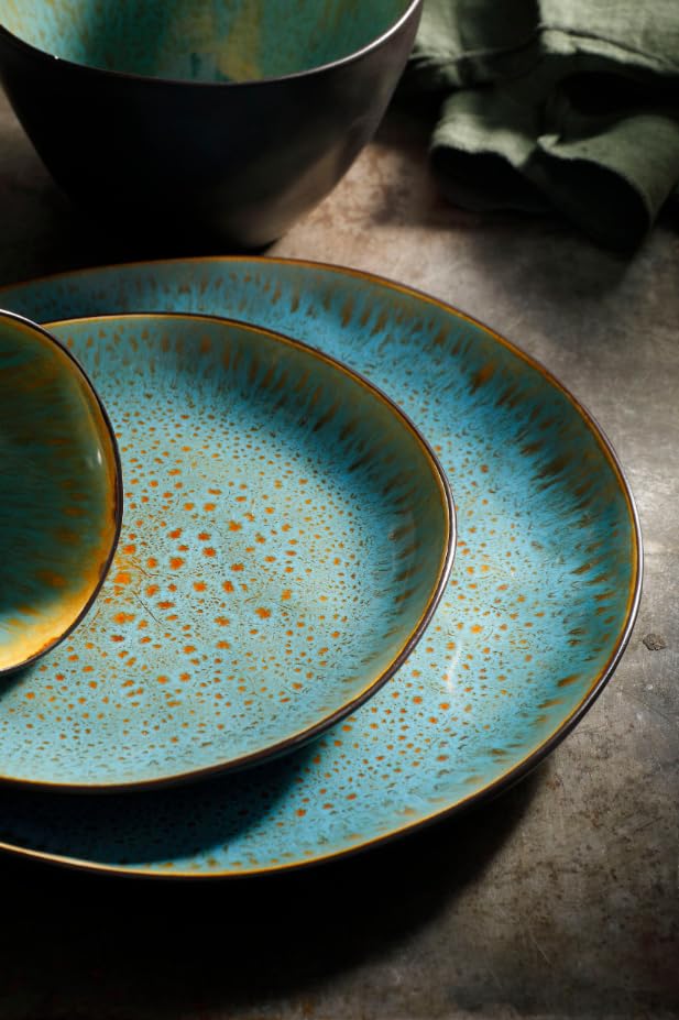 Palmer Lotus 24-piece dinnerware set for 6 people - Modern stoneware tableware, versatile and dishwasher, microwave, and oven safe.