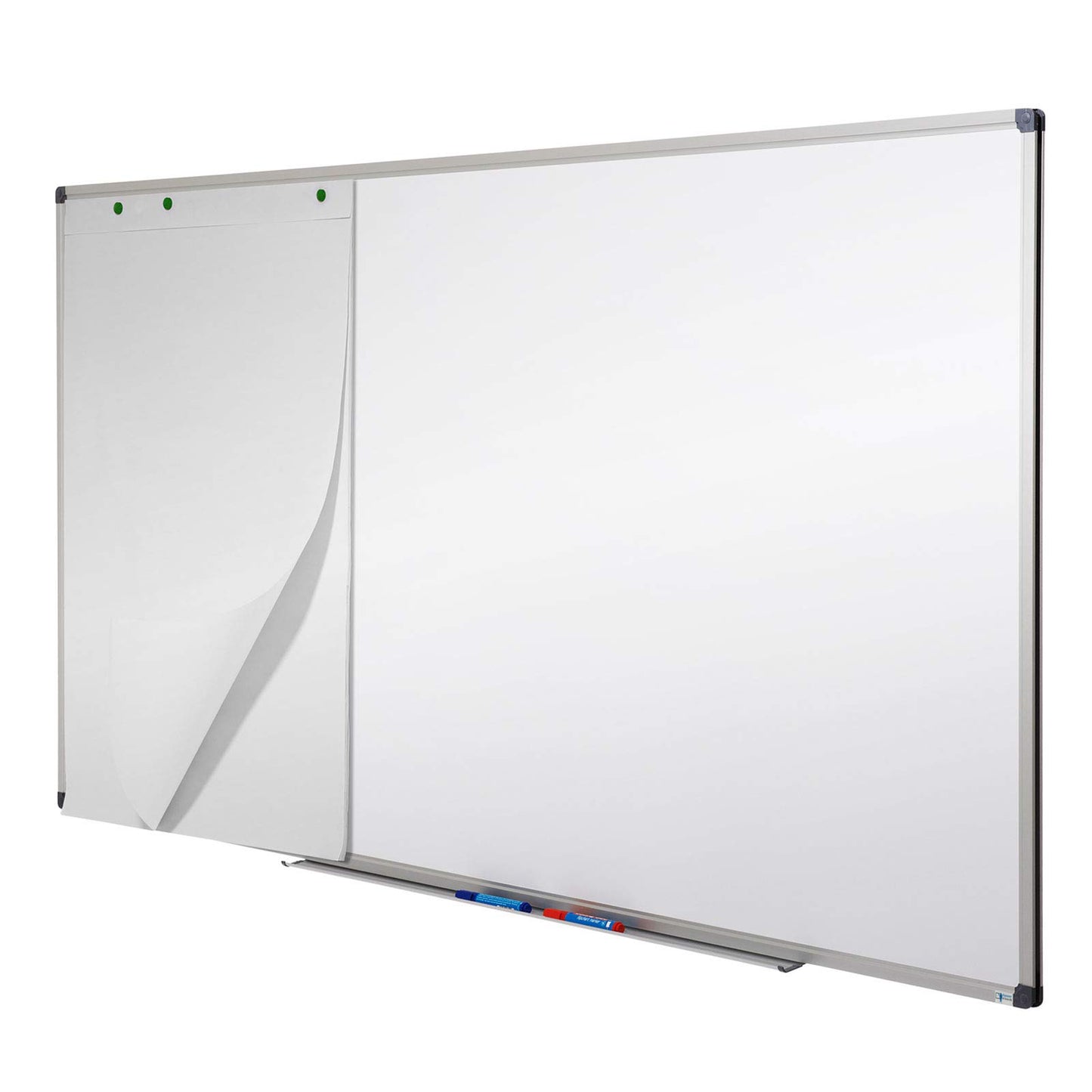 MOB Magnetic Whiteboard 60x45cm with aluminum frame and detachable pen tray for office, home, and school. Scratch-resistant and dry-wipe magnetic board in portrait & landscape orientation.