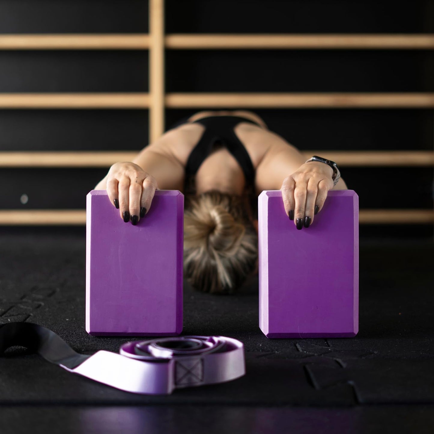 MOMO WAY Yoga Block with Yoga Strap 210cm Blocks Eva Foam Fitness Accessories for Pilates Stretches Back Training Yoga Band Yoga Blocks for Beginners And Advanced Blocks + Exercise Tape 3 Pieces