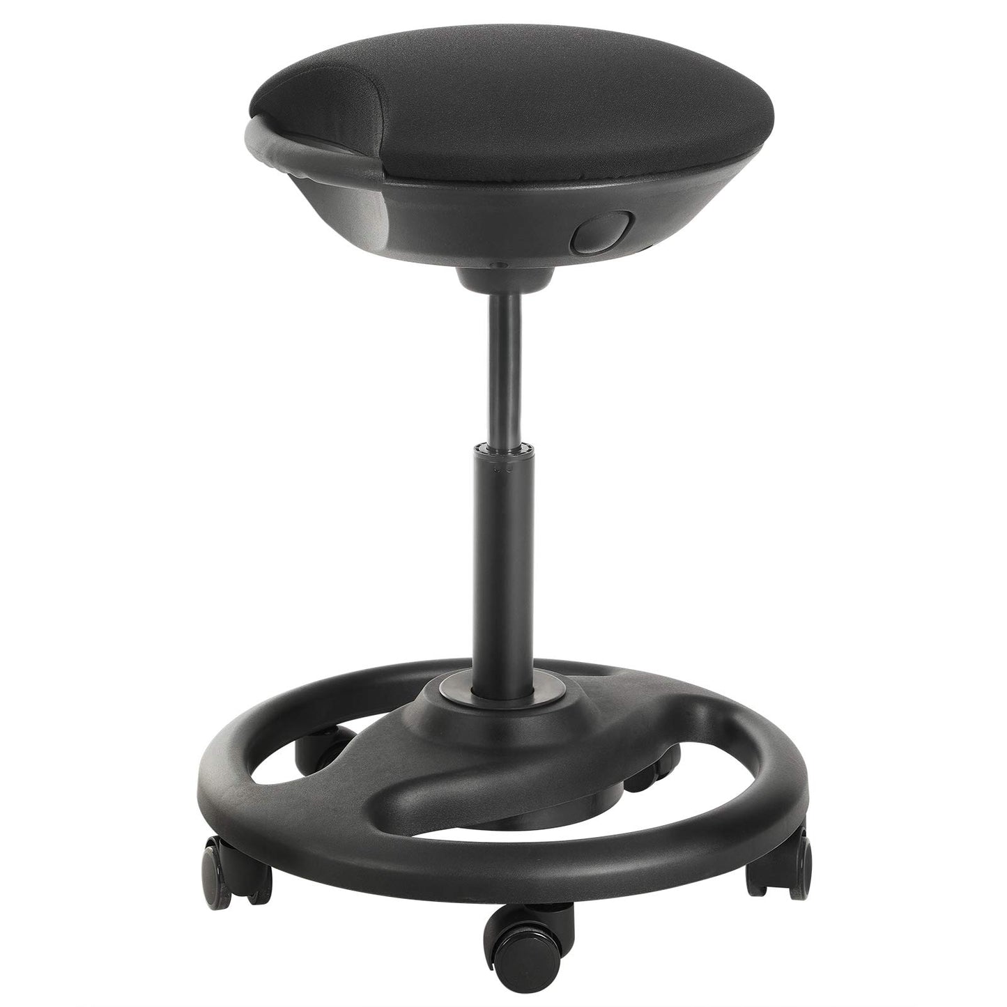 SONGMICS Dynamic Work Stool, ergonomic swivel chair with wheels, extra wide seat, 10° tilt, height adjustable, thick padding, black OSC06BK.
