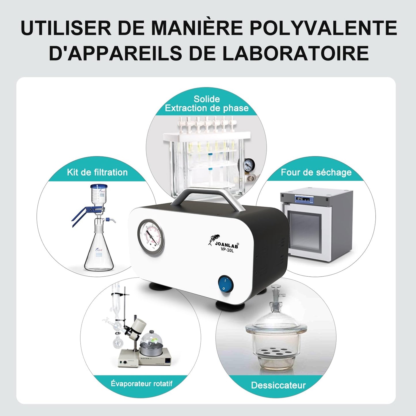 JOANLAB Vacuum Pump Laboratory Vacuum Filtration Pump Portable Negative Pressure Oilless Vacuum Pump Industrial Lab Vacuum Filtration Pump 30L/min