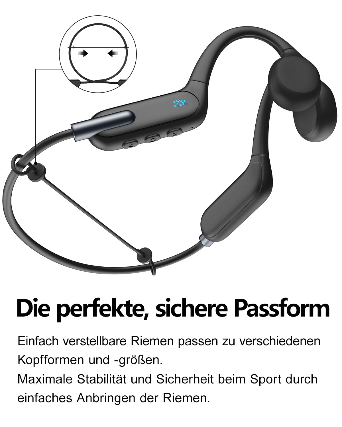 Swimming headphones, bone conduction Bluetooth 5.3, sports 32G storage, IPX8 waterproof, underwater with MP3 player, open ear for running.