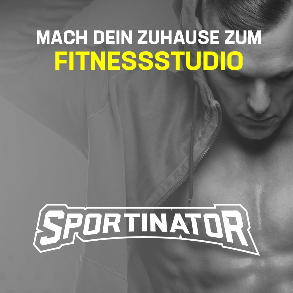 SPORTINATOR® pull-up bar including black accessories for wall mounting, suitable for home gym, various strength exercises, high-quality stainless steel, unisex, supports up to 150 kg.