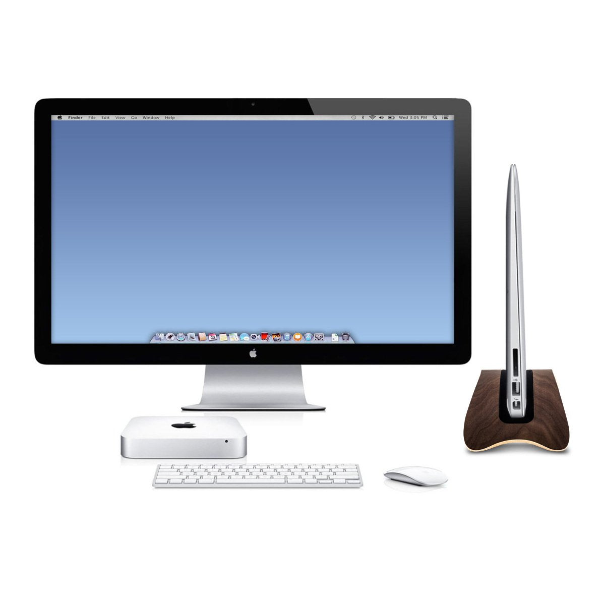 Calibri laptop stand notebook stand - wooden holder with 3 silicone inserts for MacBook Air/Pro/Pro Retina/Tablet iPad - walnut wood
