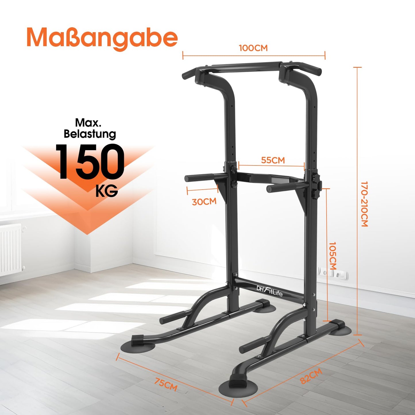 DH FitLife Power Tower Dip Station | Freestanding Pull-Up Bar | Dip Bars Back Trainer | Power Station Power Tower | Fitness Station | Power Rack for Home Gym | Home Strength Training