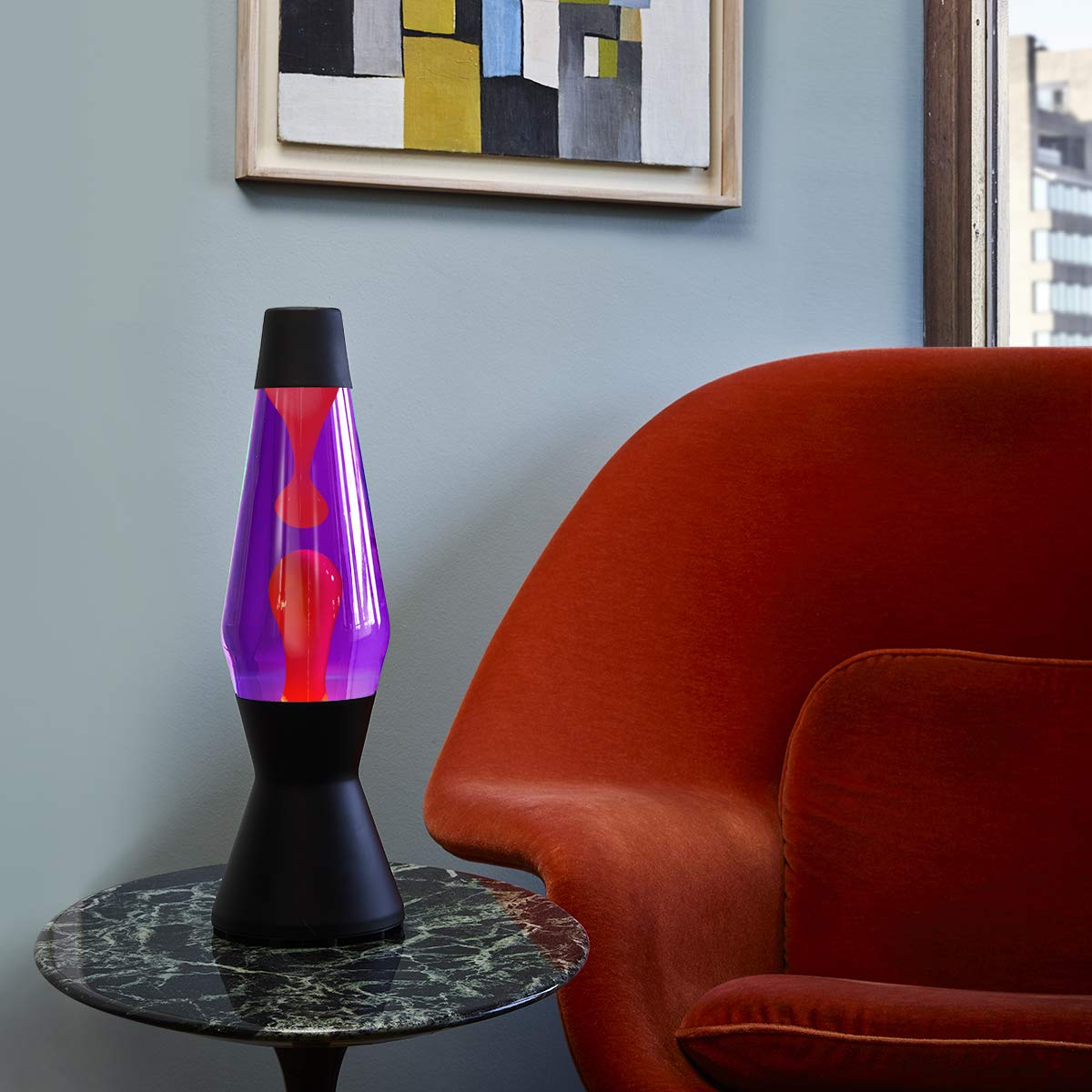 Mathmos Matt Black Astro Lavalamp - Purple/Red