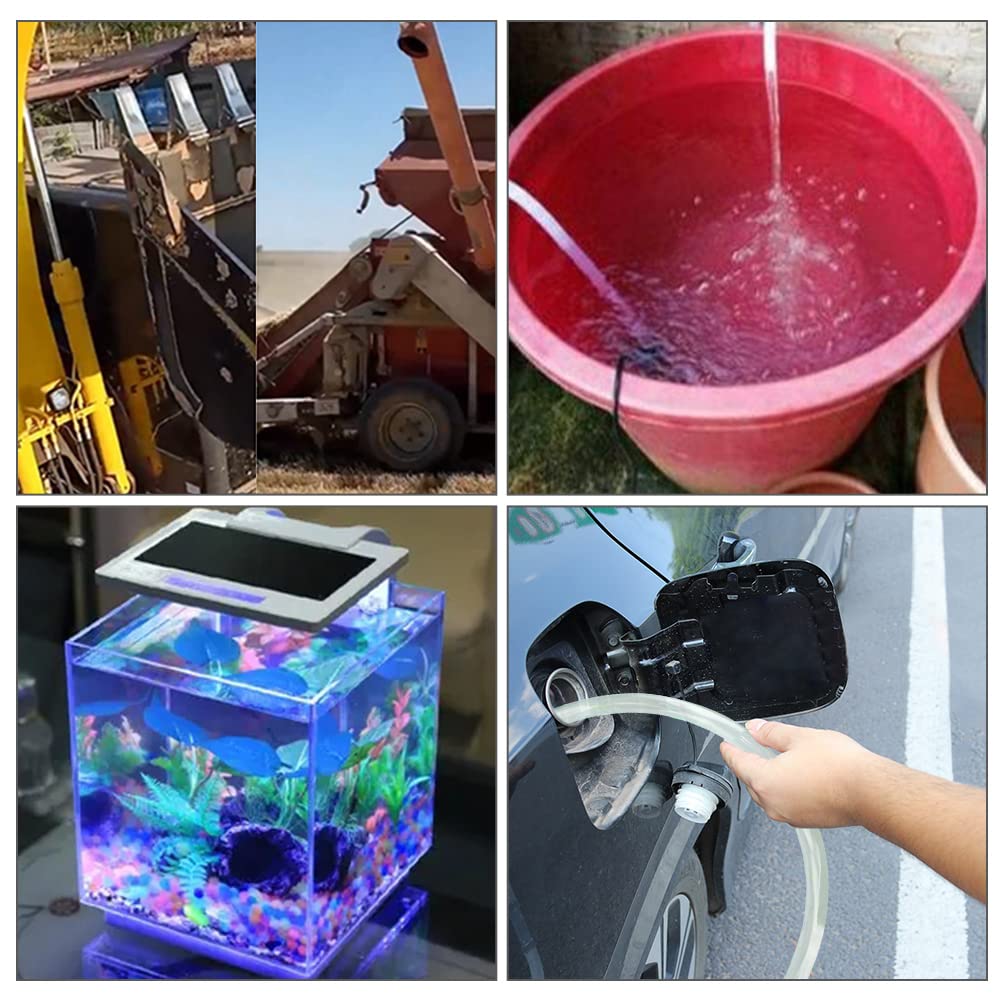 Stainless Steel Transfer Pump 12V Φ51mm Water Pump Submersible Pump for Car Diesel Oil Heating Oil Water Fuel Transfer Pump with Removable Filter, 3m PVC Transparent Hose, Hose Clamps