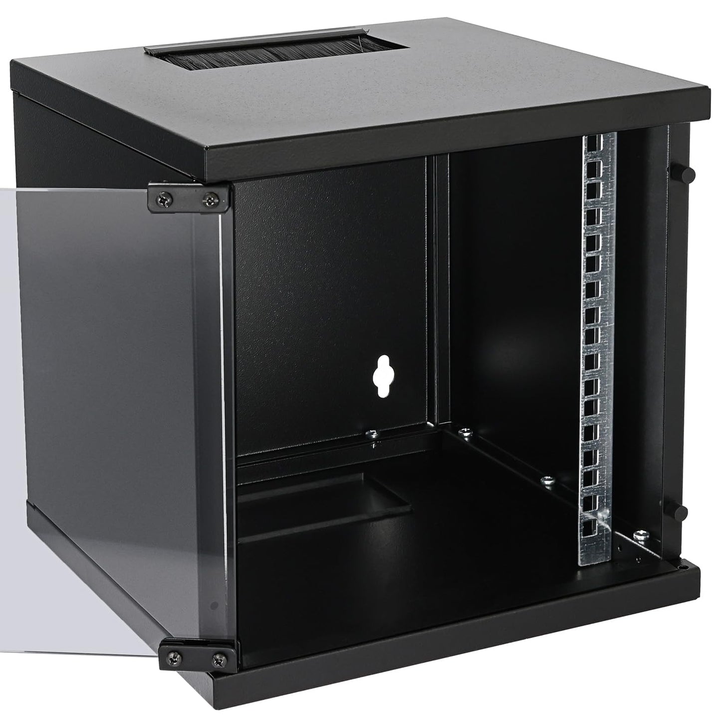 HMF 63406-02 network cabinet, server cabinet 10 inches | 6U | 300mm depth | Fully assembled | Glass door | Black