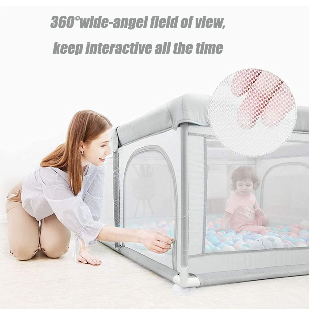 EAQ Baby Playpen 150x180cm Play Yard Safety Playground with super soft, breathable mesh, Children's Fence for Infants Toddlers