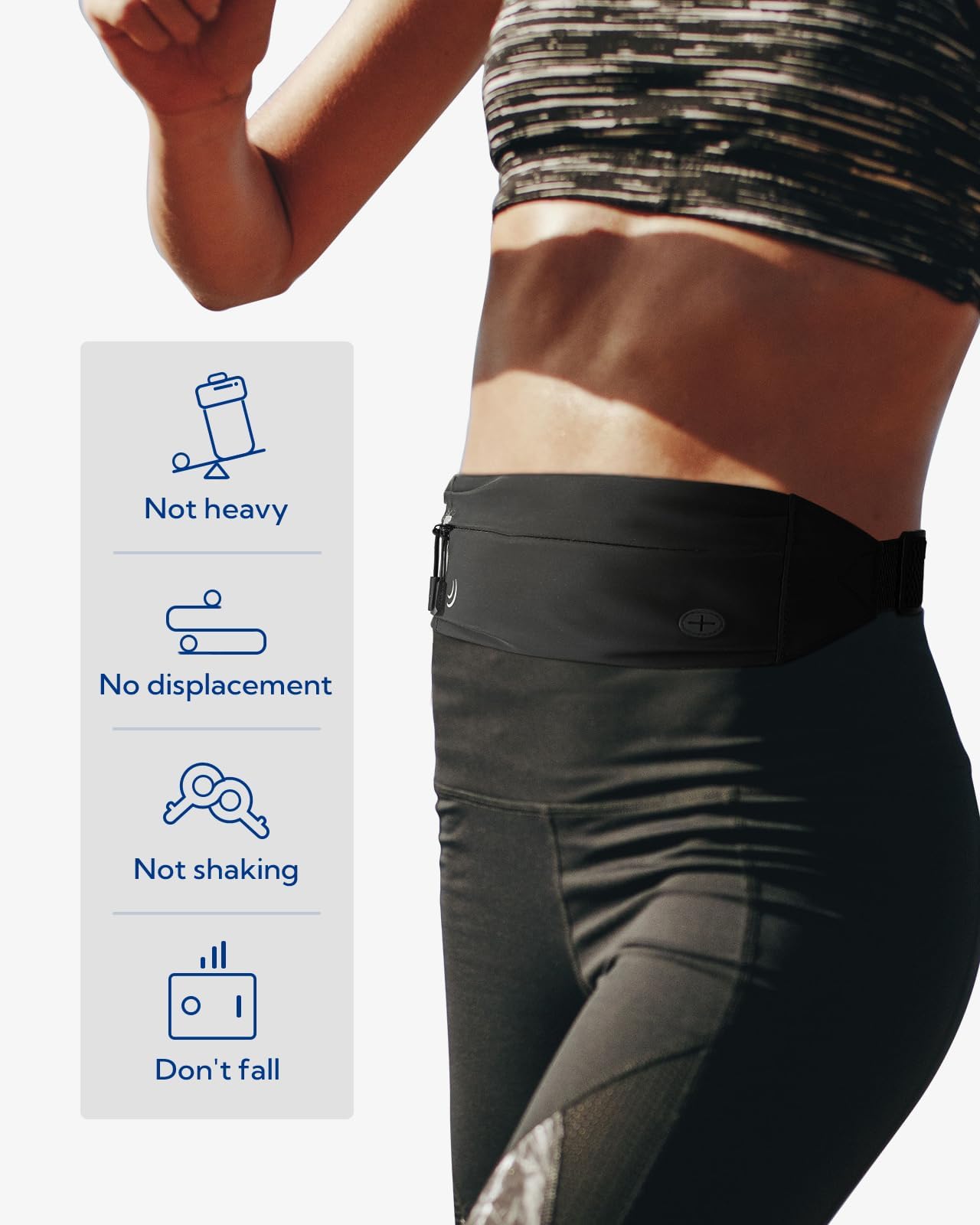 WATERFLY Running Waist Bag for Phone: Running Belt Flat Belly Bag for Women Men Jogging Belt Running Belt Running Bag Sports Belt Hip Bag for Running Sports Fitness Travel