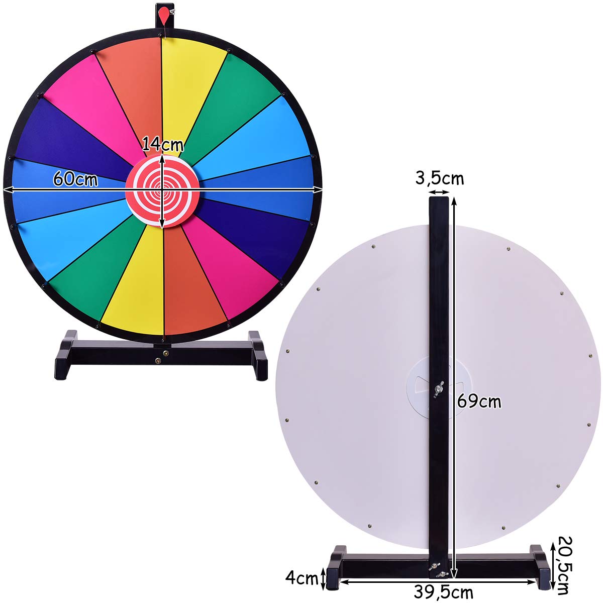 GOPLUS 24 Inch Prize Wheel, Spin Wheel for Lottery & Word Games with Marker & Eraser, Tabletop Game for Carnivals, Parties & Trade Shows, reusable Spinning Wheel (24").