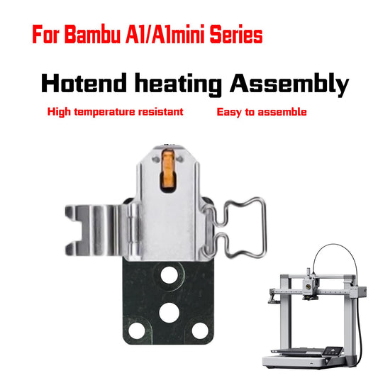 Hotend heating assembly for BambuLab A1/A1mini (not original), simple installation, rapid heating. Quick clamping mechanism secures heater block and heating base without tools.