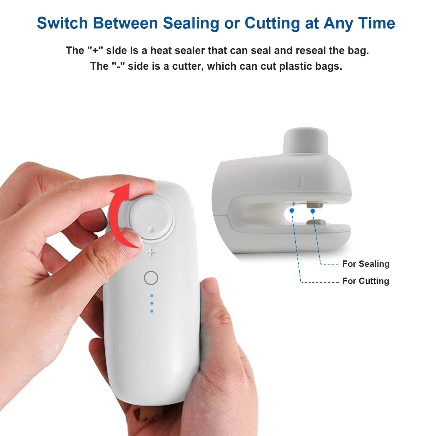 WELUV Mini foil sealer with cutter USB bag sealer High safety charging 2in1 handheld foil sealer Handy bag sealer Bags wood chips plastic bags