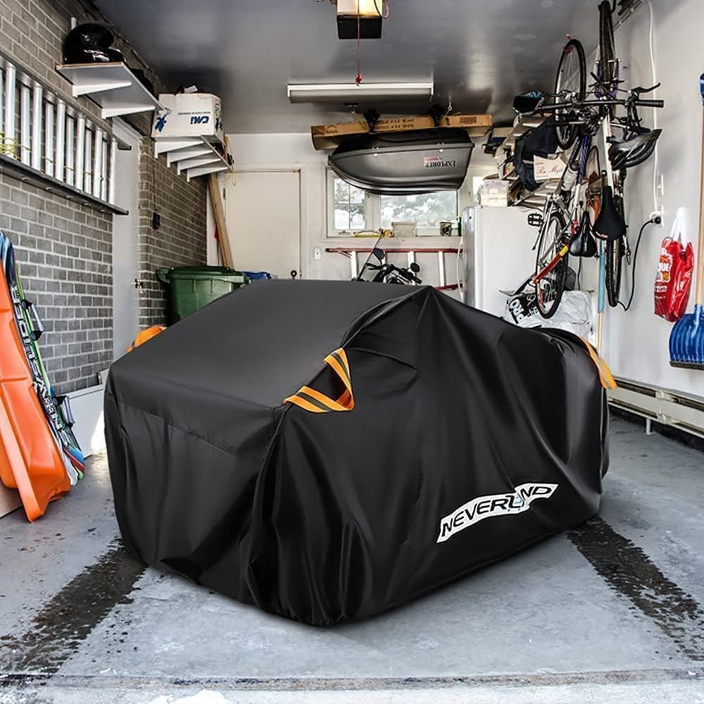NEVERLAND XXXL Quad ATV Cover - Vehicle Protection Cover 256*110*120cm Phosphorescent Dirt Repellent Winterproof Dustproof Rain UV Protection Black