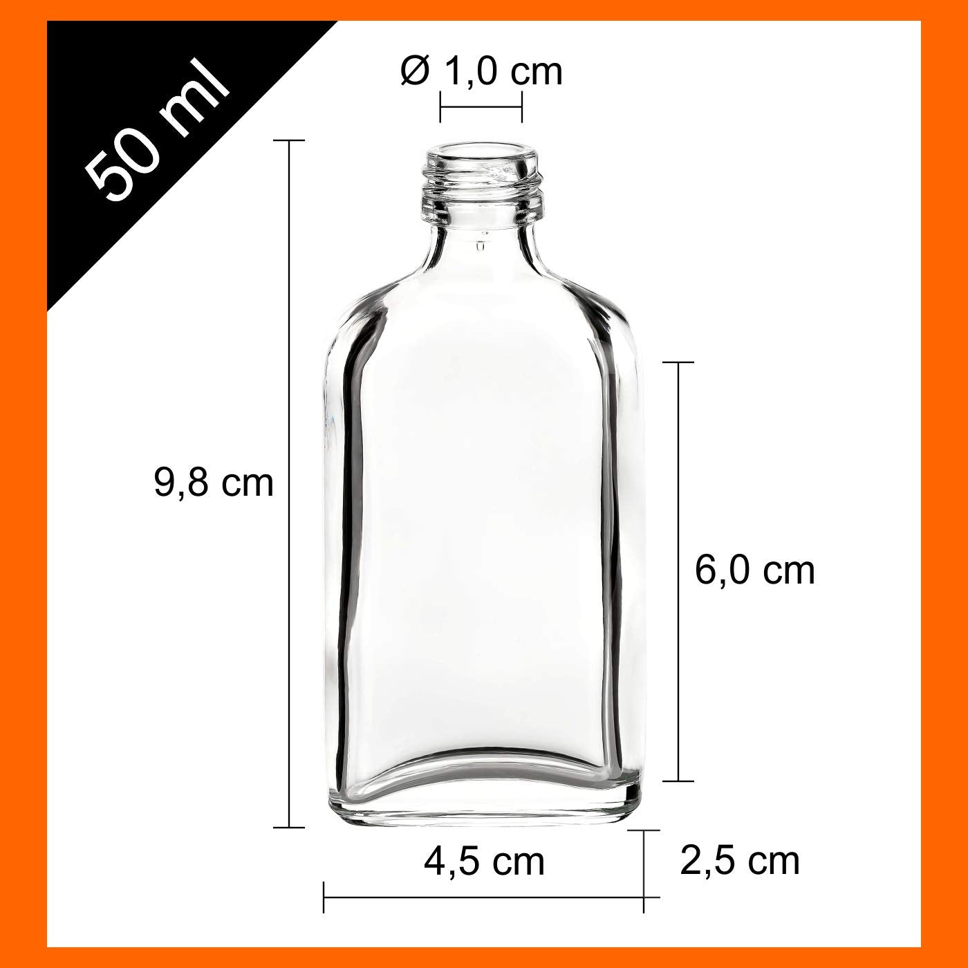 gouveo 80s set glass bottles 50 ml Dana with screw cap silver - mini bottle 0.05 l for filling - glass bottle for liqueur, whisky, schnapps for birthday, wedding (MFD050S)