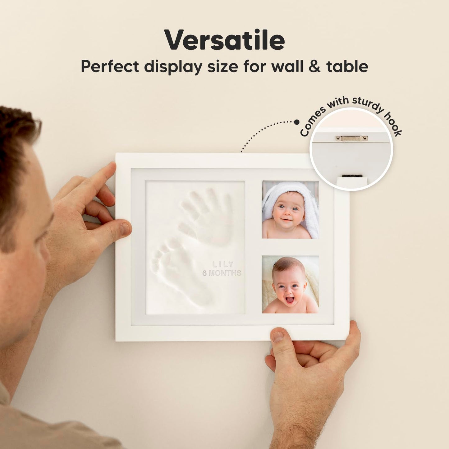 Baby handprint and footprint kit - plaster cast baby hand and foot for newborns - handprint baby picture frame - footprint baby plaster cast kit - baby shower baby imprint set (Alpine White)