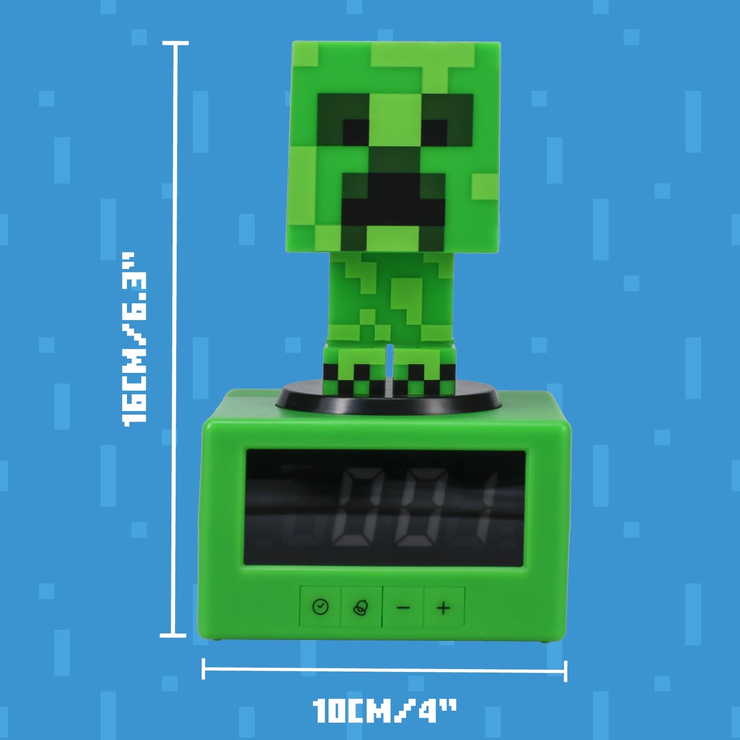 Minecraft Creeper Alarm Clock - Officially Licensed Icon Music & Night Light for Kids and Teens, Gaming Room Accessory, Gamer Enthusiasts Novelty Gift