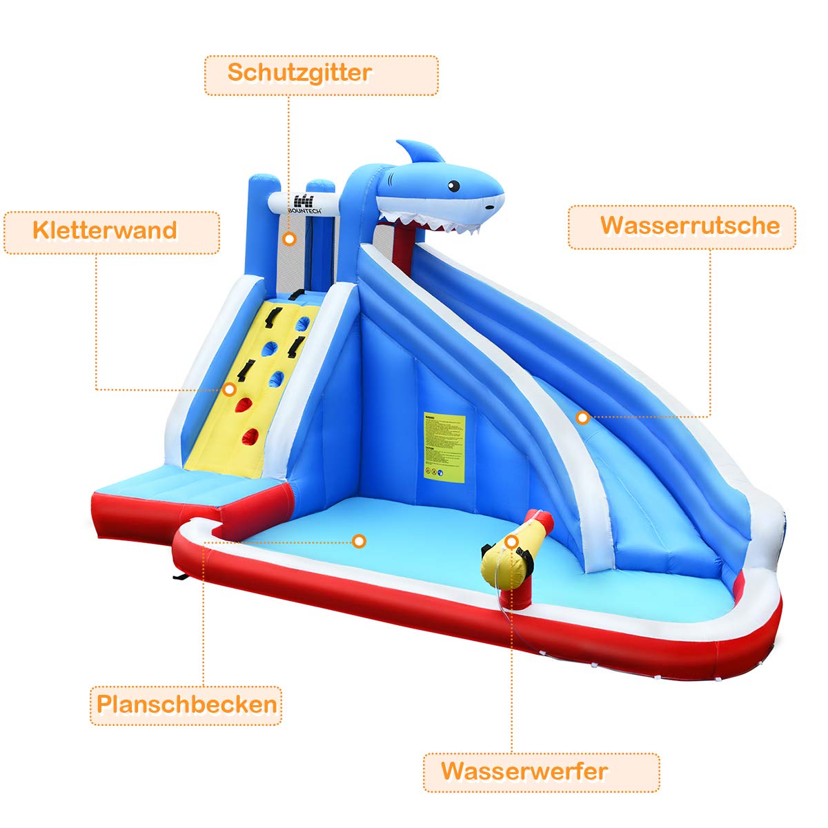 COSTWAY Inflatable Bounce House Water Slide Spray Pool, Water Play Center with Slide, Inflatable Water Park, Splash Pool 390x305x240cm