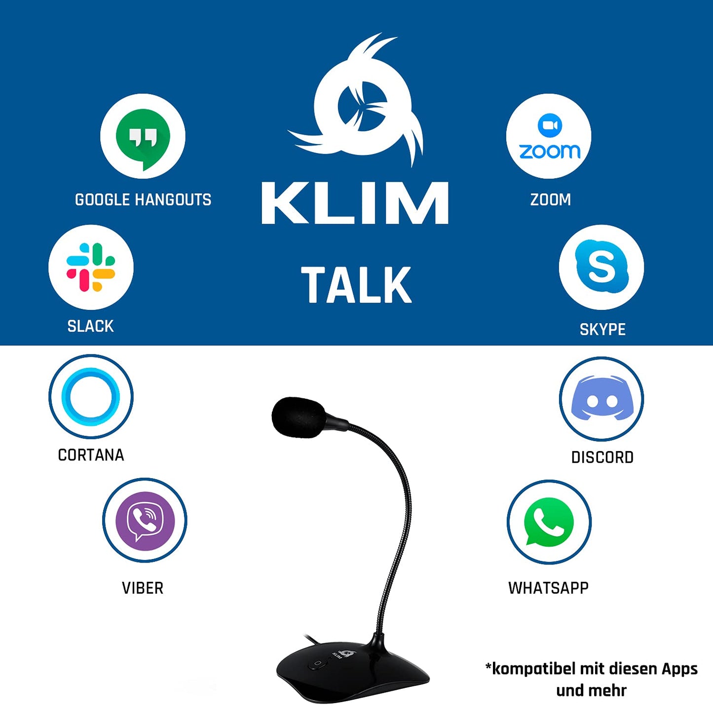 KLIM Talk USB - Desktop microphone for PC and Mac - Compatible with any computer - Professional USB microphone - High definition audio - Black