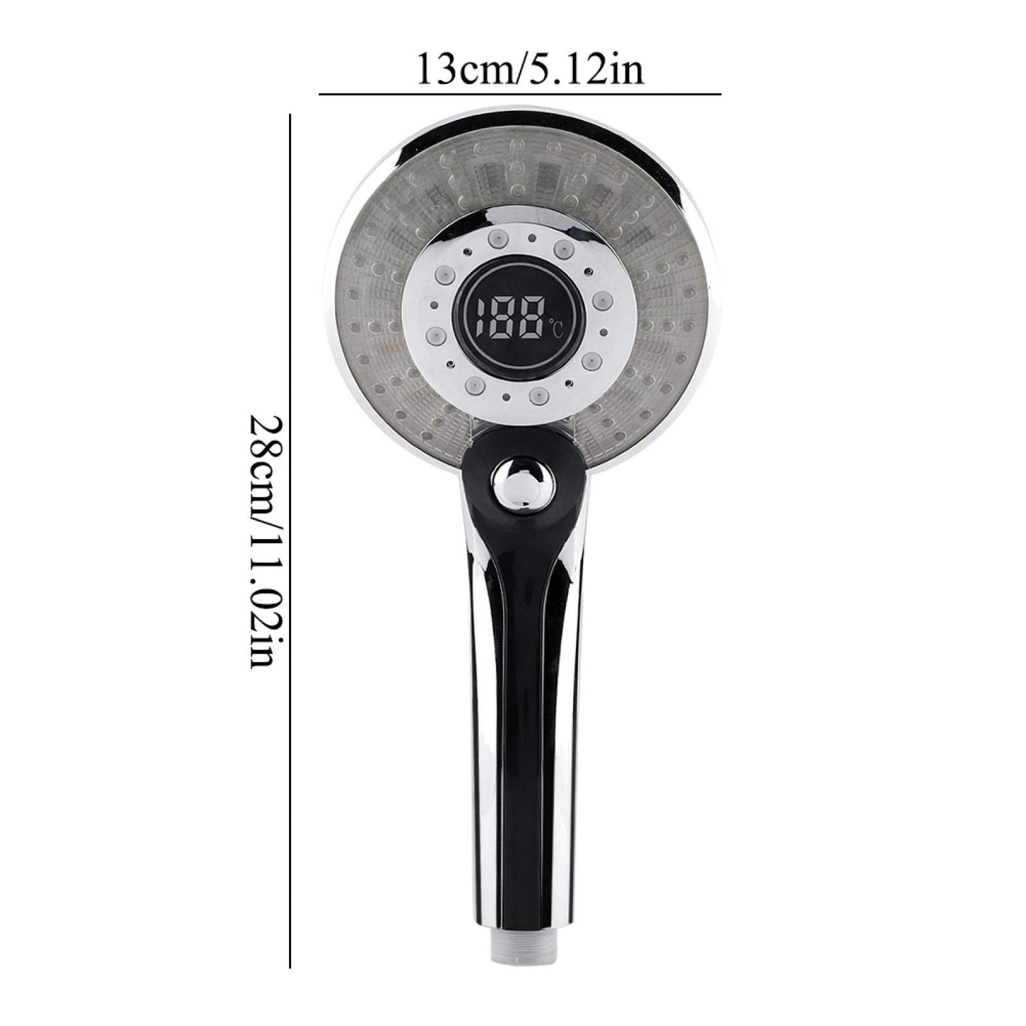 LED shower head, 3 colors color changing temperature control, digital LCD display, handheld shower with digital temperature display, water-saving shower head multifunctional for shower tub